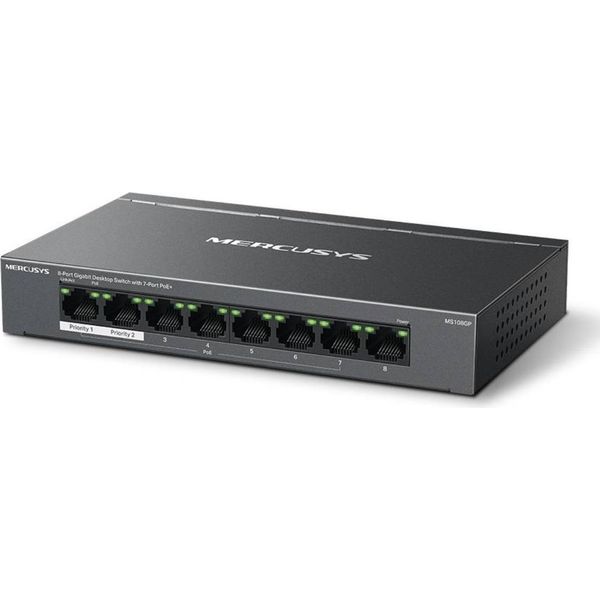Mercusys MS108GP Switch Di Rete Gestito Gigabit Ethernet (10/100/1000) Power Over Ethernet (Poe) Nero (MS108GP)-image