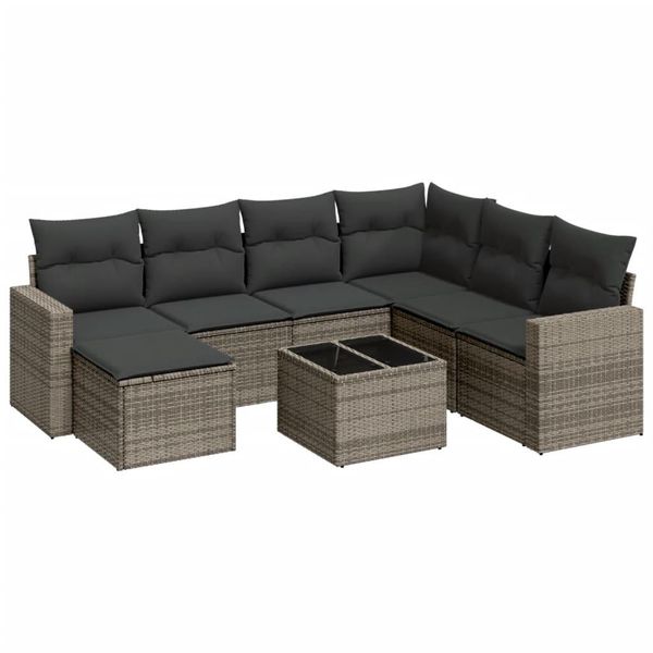 Vidaxl Set Di Divani Da Giardino 8 Pezzi Con Cuscini In Polirattan Grigio-image