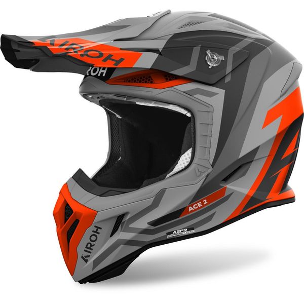 Airoh Aviator Ace 2 Ground Motocross Helm, Grigio/Arancio, S (55/56)-image