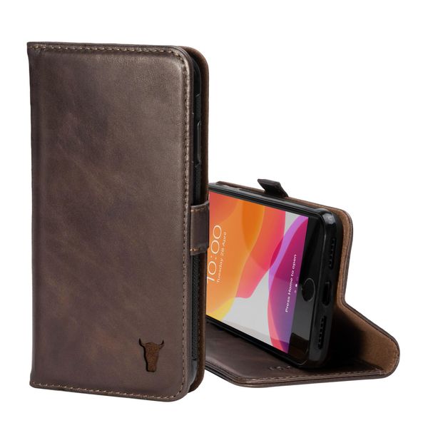 Custodia A Portafoglio In Pelle Torro Per Iphone Se E Iphone 8/7 (Con Funzione Stand) - Marrone Scuro-image