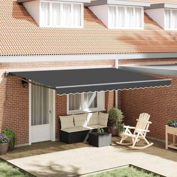 Vidaxl Tenda Da Sole Retrattile Antracite 450 X 300 Cm Poliestere E Metallo-image