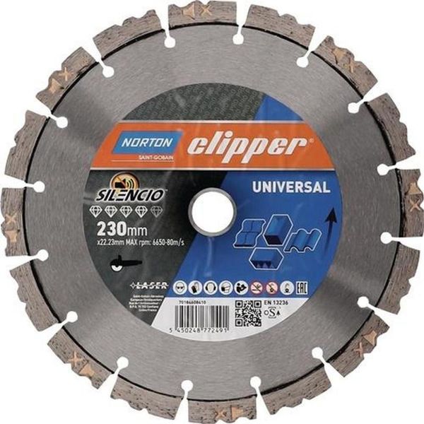 Disco Diamantato Pro Unviersal Silencio Ø 230 Mm Foro 22,23 Mm Larghezza Segmento 2,6 Mm Altezza Segmento 12 Mm-image