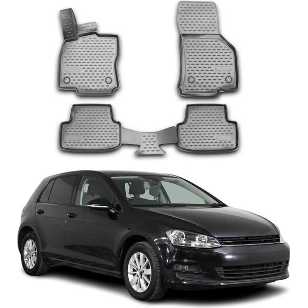 2012-2019 Vw Golf 7 Tappetini Tpe Grigio 4 Pz-image