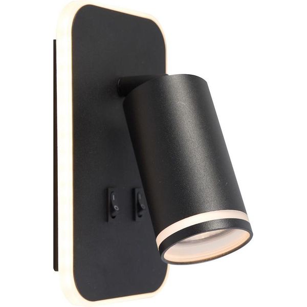 Lampada Da Parete Moderna, Orientabile, Interruttore Nero, 1Xgu10 10W + Led 6W Per La Lettura, Pipe Milagro-image