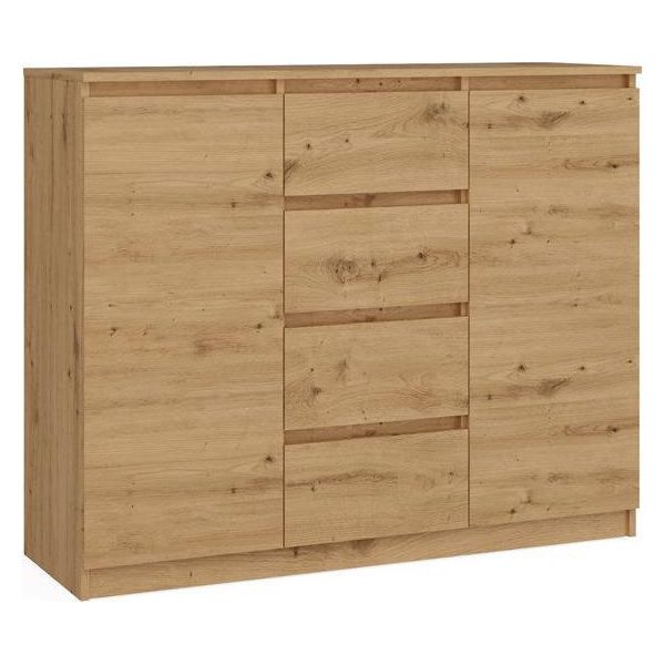 Moderna Cassettiera Grande 2D4S Con 2 Ante E 4 Cassetti | Rovere Artigianale | 120X97X40 Cm-image