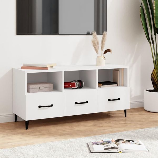 The Living Store Mobile Tv Bianco 102X35X50 Cm Materiale Legno-image