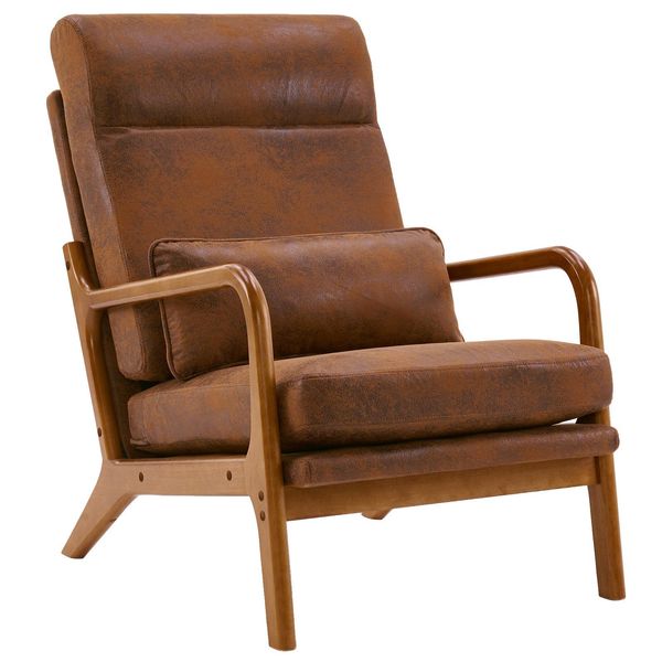 Poltrona Lounge, Poltrona Con Braccioli, Schienale Alto, Con Cuscino Lombare, Arancione-image