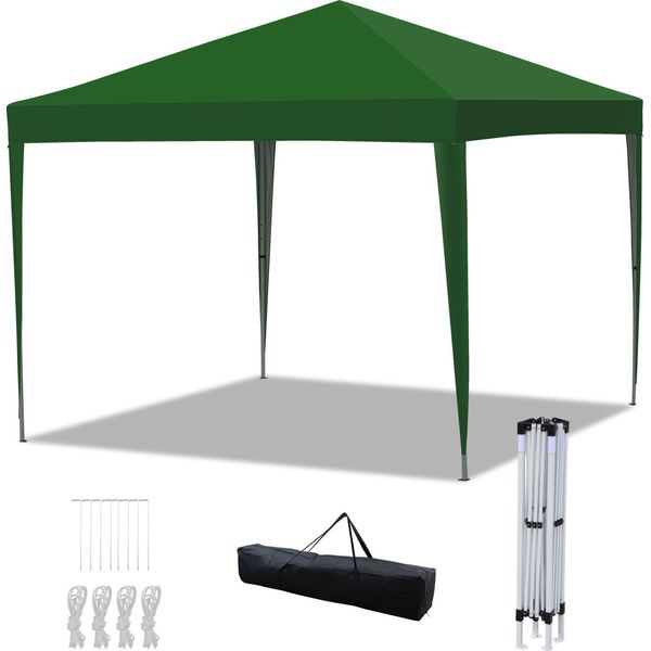 Gazebo Pieghevole Izrielar 3X3 M Impermeabile, Gazebo Pieghevole Con Borsa, Tenda Da Giardino Stabile E Tenda Per Feste Per Giardino, Campeggio, Spiaggia E Attività All'aperto, Verde-image