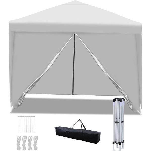 Gazebo Pieghevole Izrielar 3X3 M Impermeabile Con Borsa, Gazebo Pieghevole Per Giardino E Outdoor, Bianco-image