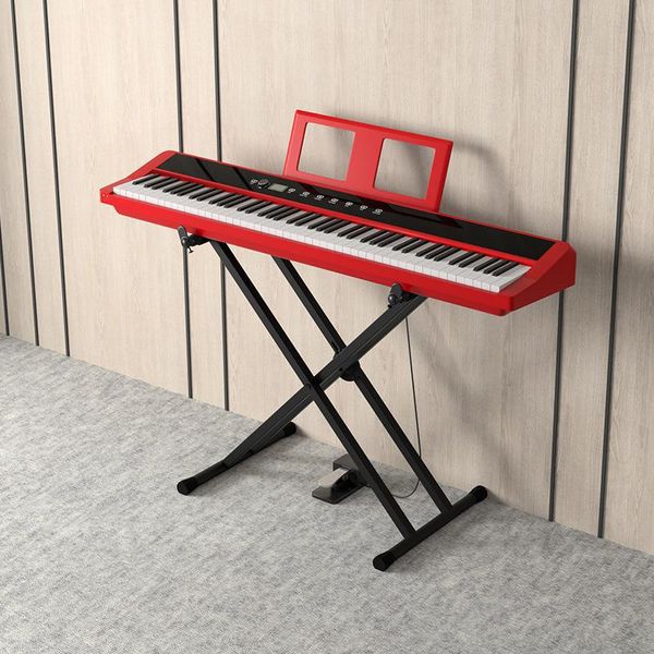 Zimilo 88 Tasti Pianoforte Digitale Pianoforte Elettrico Pianoforte Portatile Meccanica A Martelletti Ponderata Per Principianti E Bambini Senza Supporto Per Pianoforte Pedale Singolo Rosso-image
