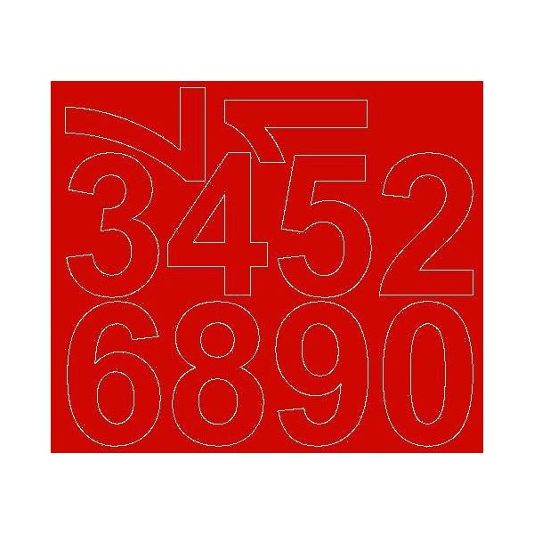 Adesivi Numerati Autoadesivi, 8 Cm, Rossi, Lucidi-image