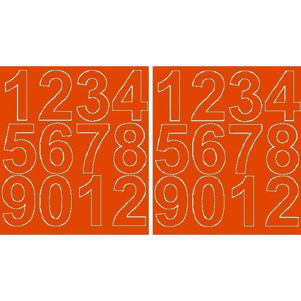 Adesivi Numerati Autoadesivi, 7 Cm, Arancione, Opaco-image