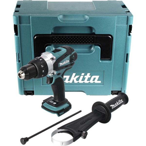Makita Dhp 458 Zj Trapano Avvitatore Con Percussione A Batteria 18V 91Nm + Valigetta Makpac - Senza Batterie, Caricabatterie-image