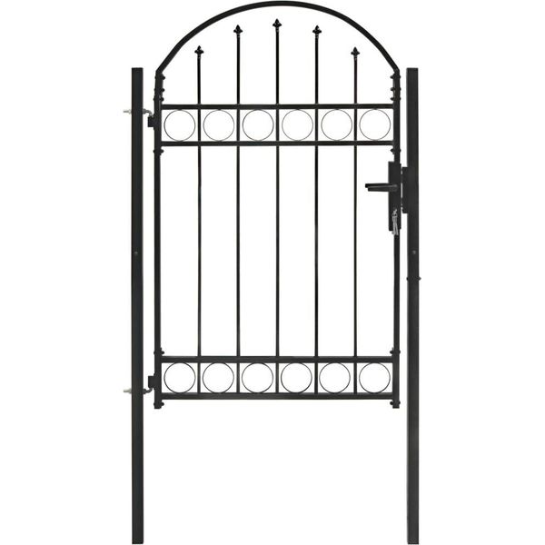The Living Store Cancello Per Recinzione Con Piano Ad Arco In Acciaio 100 X 150 Cm Nero-image