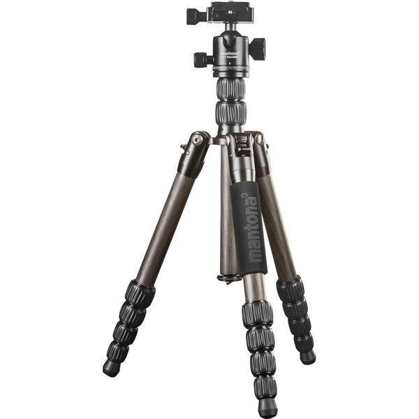 Treppiede Mantona Light Traveller In Carbonio Fino A 133 Cm, Treppiede Da Viaggio Ultraleggero Con Testa A Sfera Fino A 5 Kg, Testa Del Treppiede Con Panoramica A 360° E Piastra Intercambiabile Arca-Swiss, Treppiede Fotografico Come Treppiede E Monopiede-image