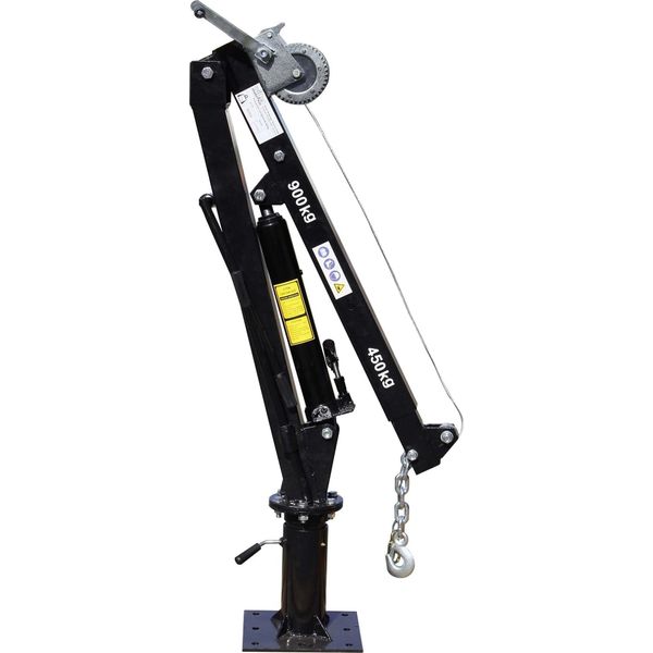 Gru Da Carico Wiltec Altezza 1800 Mm, Capacità Di Carico 900 Kg E Ralla A 360°, Argano A Fune, Base Solida Per Il Montaggio A Pavimento, Gru Da Officina-image