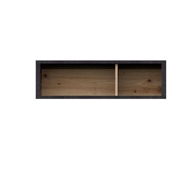 Scaffale A Muro Fmd 90,5 X 34,5 X 26 Cm In Rovere Artisan Nb / Acciaio Scuro Con Due Vani-image