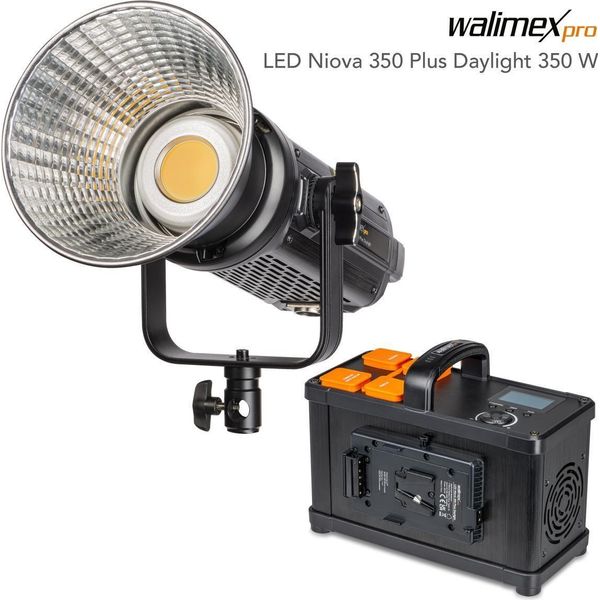 Walimex Pro Niova Plus Luce Diurna Da Studio 350 W, Luce Video Led Dimmerabile, Luce Video Con Riflettore Bowens E Diffusore Morbido, Luce Da Studio Con Tecnologia Cob Led-image