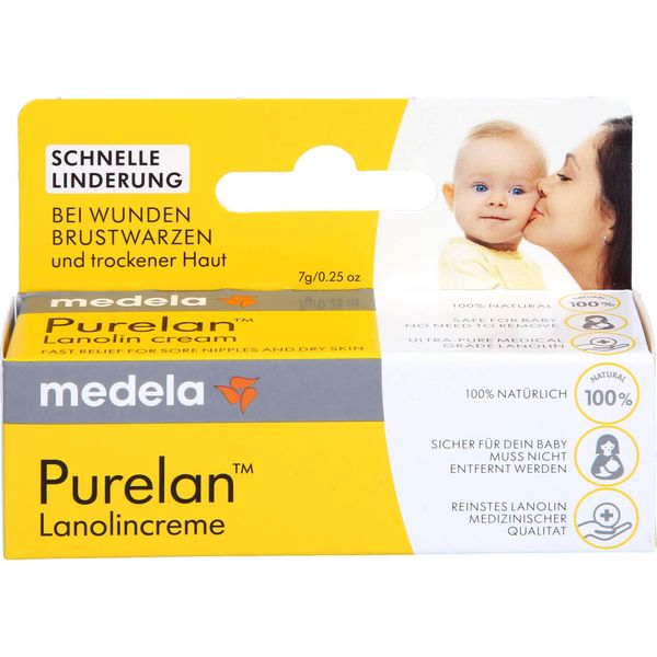 Medela Purelan Crema Alla Lanolina 7G - Lenisce I Capezzoli Doloranti E La Pelle Secca - 100% Naturale, Ipoallergenica, Dermatologicamente Testata E Priva Di Profumi-image