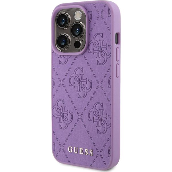Guess Guhcp15Lp4Epmu Custodia Rigida Per Iphone 15 Pro 6.1 Fioletowy/Light Purple In Pelle Con Timbro 4G-image