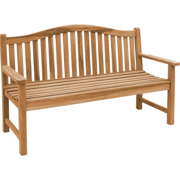 Panca In Teak Catania 150Cm In Legno Massiccio Resistente Alle Intemperie + Cuscino Di Seduta Rosso-image