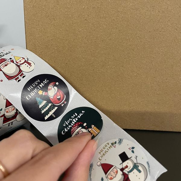 Adesivi Natalizi Tondi Autoadesivi Babbo Natale 500 Pezzi 22328-image