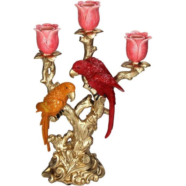 Uccello Portacandele In Poliresina 37,5 Cm - Portacandele Artistico E Colorato - Decorazione Per Tavolo Da Pranzo, Mensola E Credenza - Accessorio D'atmosfera Per La Casa-image