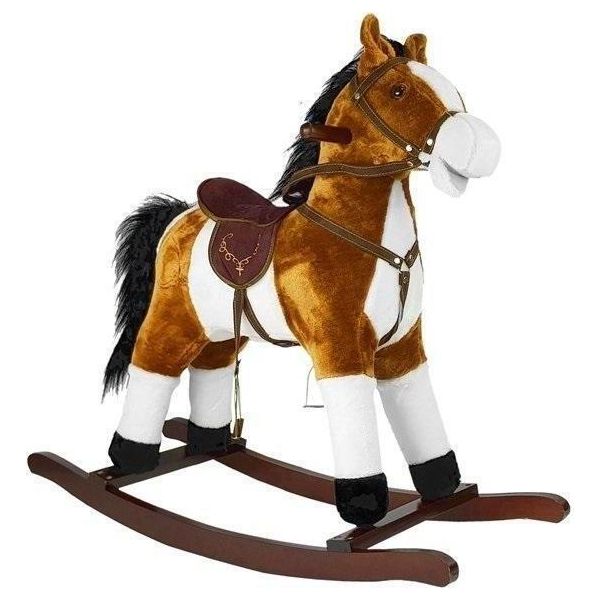 Cavallo A Dondolo In Bronzo Con Muso E Coda In Movimento 74 Cm-image