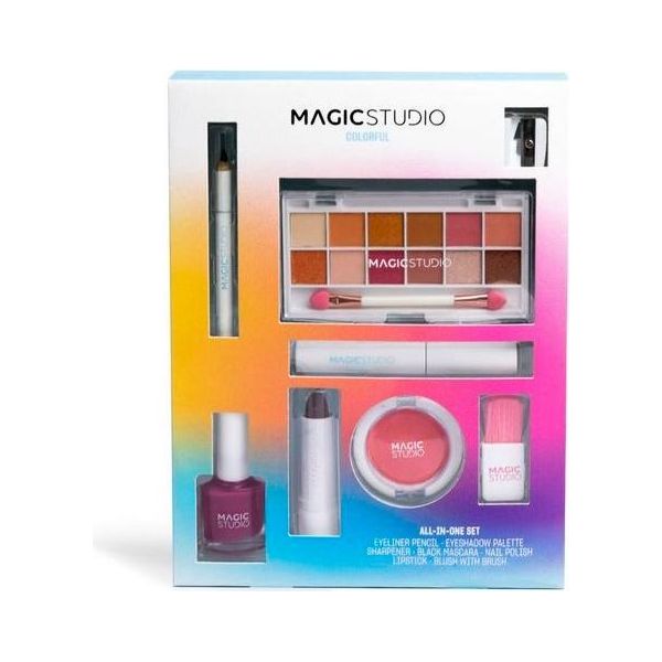 Aquarius Magic Studio Kit Completo Di Trucco Colorato Con 32 Ombretti, 16 Shimmer, 8 Ciprie E 8 Fard-image
