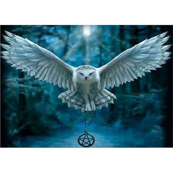 Mosaico Diamantato, Ricamo 30X40 Linea Gufo Fenicottero-image