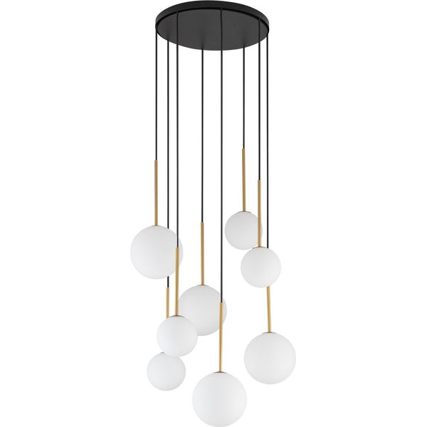 Lampadario Da Salotto Con Sfere Bianche, Nero E Oro Nowodvorski Karo-image