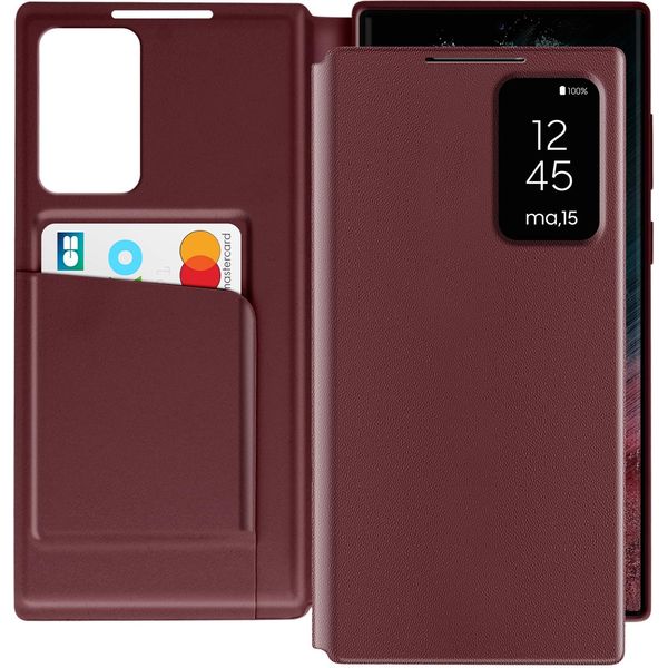 Avizar, Cover Per Samsung Galaxy S22 Ultra Con Sportello Per Schede, Rosso Vino-image