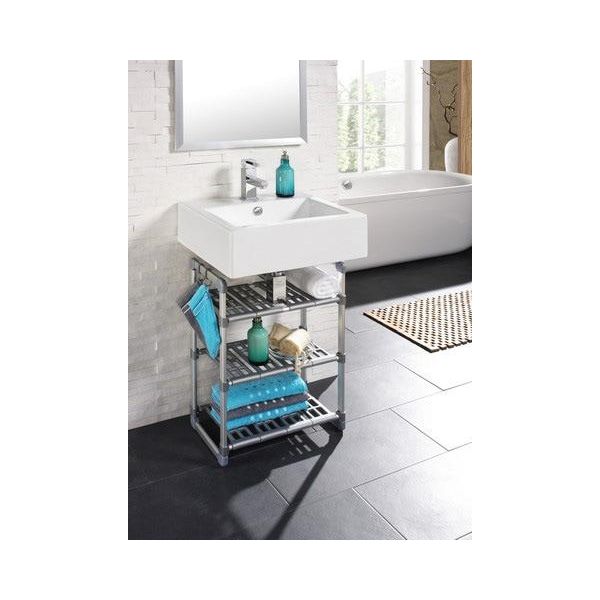 Standregal Ruco, Silber (Aluminiumfarben, Silber), B:48Cm H:65Cm T:28Cm, Aluminium, Regale, Standregal, Aluminium/Kunststoff, Mit 3 HöHenverstellbaren BöDen-image