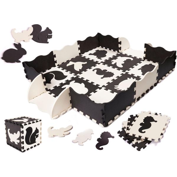 Tappetino Puzzle In Schiuma / Box Per Bambini 25 Pezzi Bianco E Nero-image