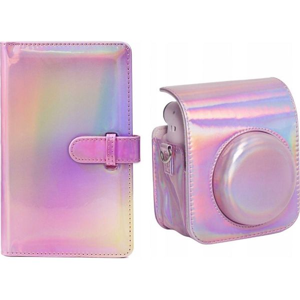 Custodia Cover Per Fujifilm Instax Mini 12 + Album Per 96 Foto / Rosa Glitterato-image