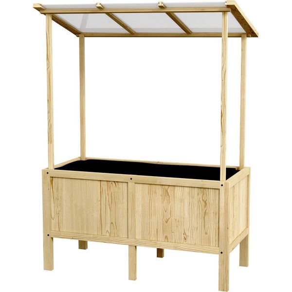 Aiuola Rialzata In Legno Con Coperchio 110X60X152 Cm Fioriera Con Tessuto Non Tessuto Per Giardino Balcone Natura-image