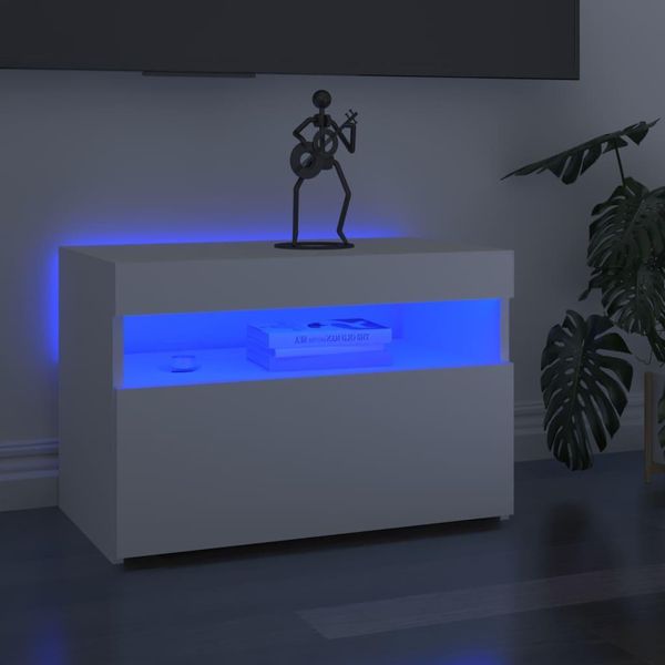 Syfax™ Mobili Porta Tv Con Luci Led 2 Pz Bianchi 60X35X40 Cm-image