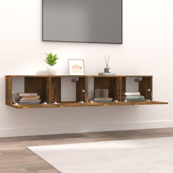 Syfax™ Mobili Tv 2 Pz Rovere Fumo 80X30X30 Cm Legno Multistrato-image