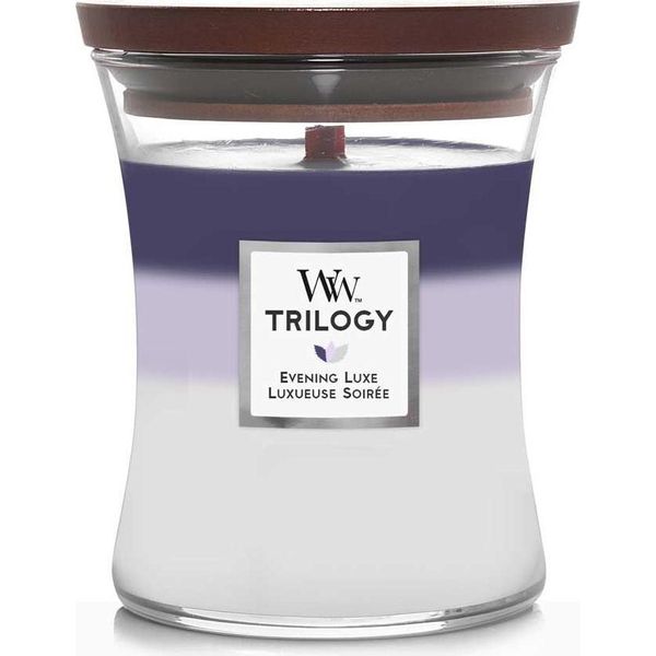 Woodwick Trilogy Evening Luxe Candela Profumata Con Stoppino Di Legno 275 G-image