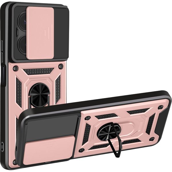 Avizar, Custodia Antiurto Per Redmi 15C Con Supporto Scorrevole Per Fotocamera, Oro Rosa-image