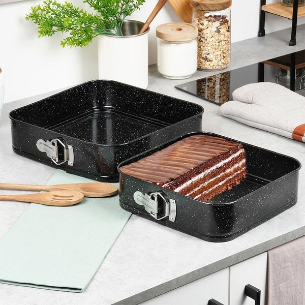 Vilde | Set Di Teglie A Forma Di Molla - Quadrate - 24/28 Cm - 2 Pezzi - Rivestimento Antiaderente - Teglia Da Forno-image