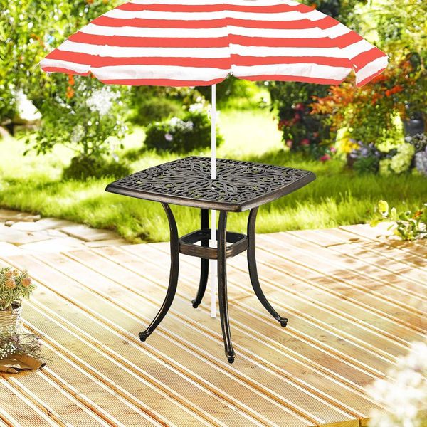 Tavolo Da Giardino Con Foro Per Ombrellone - Alluminio Pressofuso, Quadrato-image