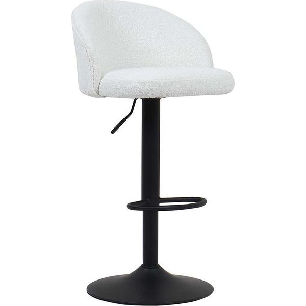Sgabello Arda Bouclé Bianco | Gambe In Metallo | H-H 86/107 X L-L 49 X P-P 46 Cm-image