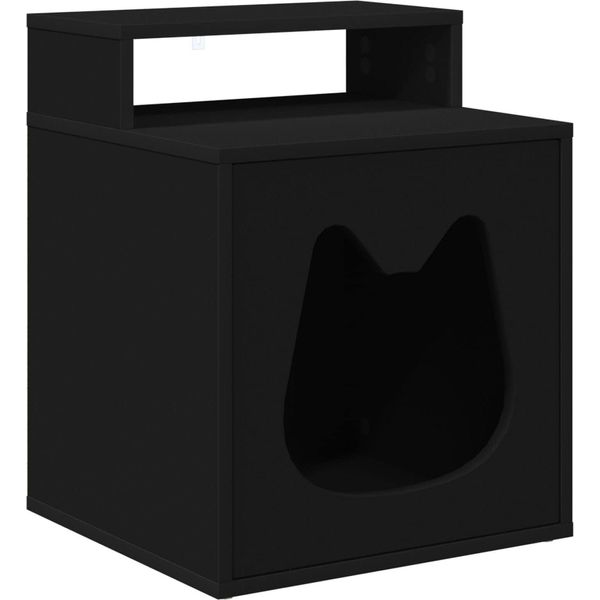 Vidaxl Casetta Per Gatti Nera 42,5 X 40 X 53,5 Cm Materiale A Base Di Legno-image