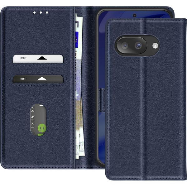 Avizar, Custodia A Portafoglio Chesterfield A Grana Grossa Con Supporto Per Google Pixel 9A, Blu Scuro-image