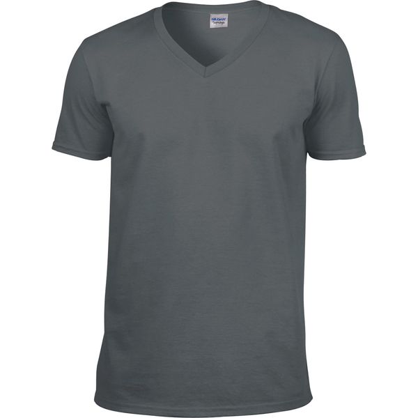 T-Shirt Gildan Soft Style Da Uomo, Scollo A V, Manica Corta BC490 (M) (Grigio Antracite)-image