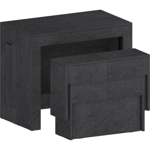 Dmora Set Tavolo E Sedie Auditore Grigio Ardesia, 12 Posti Allungabile Italy-image