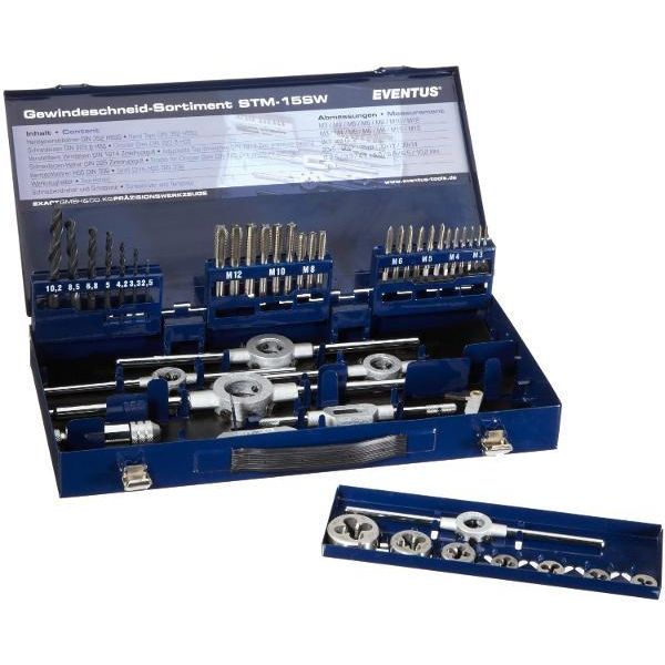 Eventus By Exact 10722 Tap Tool Kit 43-Piece Hss Metric M3, M4, M5, M6, M8, M10, M12-image