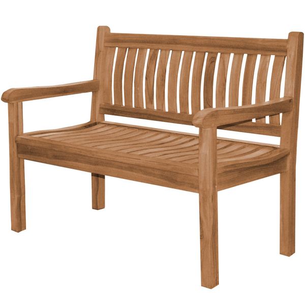 Panca Da Giardino In Teak Teako Design Arezzo - Panca In Legno Massiccio Resistente Alle Intemperie Con Braccioli Da 120/150/180 Cm (120 Cm)-image