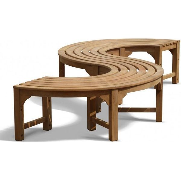Panchina Ad Albero Teako Design Fermo In Teak - Panchina Rotonda Versatile Per Il Giardino, Durevole E Resistente Alle Intemperie (150 Cm, 180°)-image